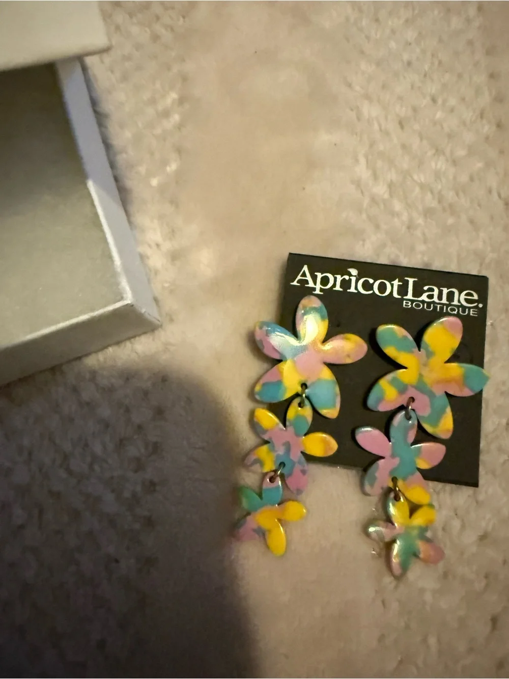 Apricot Lane Pastel Flower Drop Earrings in Yellow, Pink, Blue & Purple